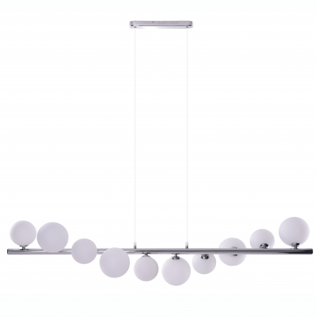 Lustre - Lustra moderna liniara Maxi 120 cm, globuri albe/suport metal crom, 10 becuri, AZ 2100 - Azzardo