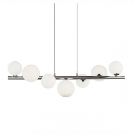 Lustre - Lustra moderna liniara Maxi 82 cm, globuri albe/suport metal crom, 7 becuri, AZ 2102 - Azzardo