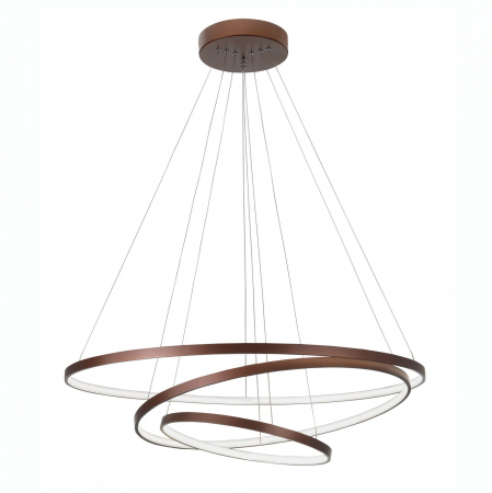 Lustre - Lustra moderna maro/alb mat Viken Ø80 cm cu iluminare LED dimabila, abajur trei cercuri inaltime reglabila, 6265004 - Novaluce