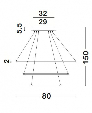 Lustra moderna maro/alb mat Viken Ø80 cm cu iluminare LED dimabila, abajur trei cercuri inaltime reglabila, 6265004 - Novaluce [3]