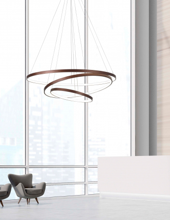 Lustra moderna maro/alb mat Viken Ø80 cm cu iluminare LED dimabila, abajur trei cercuri inaltime reglabila, 6265004 - Novaluce [2]