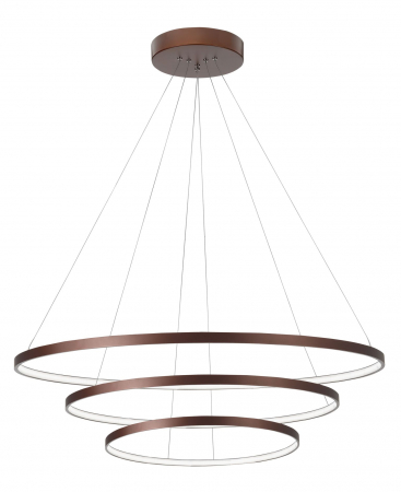 Lustra moderna maro/alb mat Viken Ø80 cm cu iluminare LED dimabila, abajur trei cercuri inaltime reglabila, 6265004 - Novaluce [1]