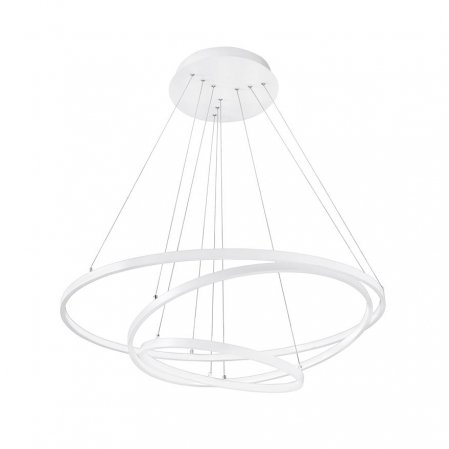 Lustre - Lustra moderna maro/alb mat Viken Ø80 cm cu iluminare LED dimabila, abajur trei cercuri inaltime reglabila, 17222001 - Novaluce
