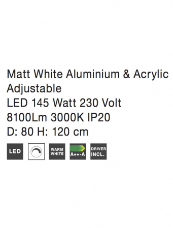 Lustra moderna maro/alb mat Viken Ø80 cm cu iluminare LED dimabila, abajur trei cercuri inaltime reglabila, 6265004 - Novaluce [6]