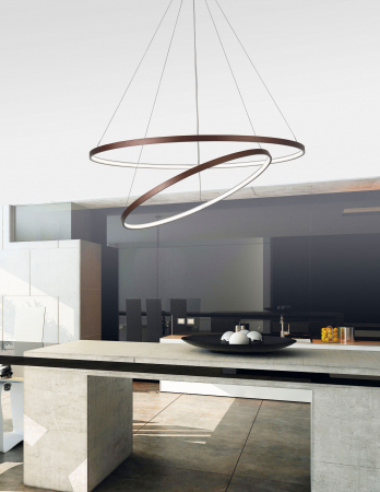 Lustra moderna maro Viken Ø80 cm cu iluminare LED dimabila, abajur tip cerc inaltime reglabila, 6265003 - Novaluce [2]