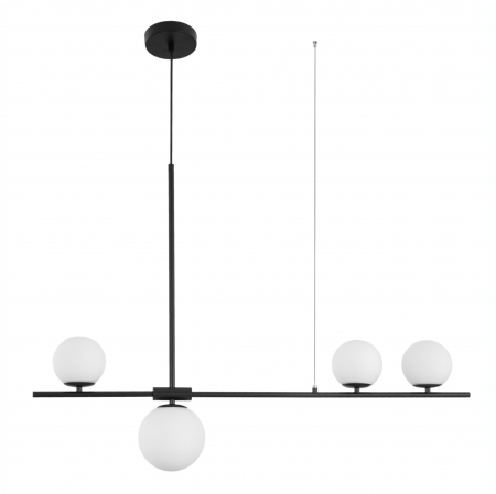 Lustre - Lustra moderna neagra Buster 100 cm, 4xG9, globuri albe sticla, design lux, 9100441 - Novaluce