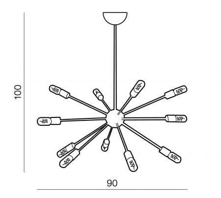 Lustra moderna retro tip pendul alba/neagra Star 90 cm, metal, 18 becuri, AZ 1658 - Azzardo [2]