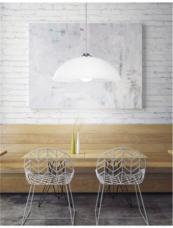 Lustra moderna rotunda alba Devra Ø 30/40 cm, abajur sticla, baza metal, 600821 - Novaluce [1]