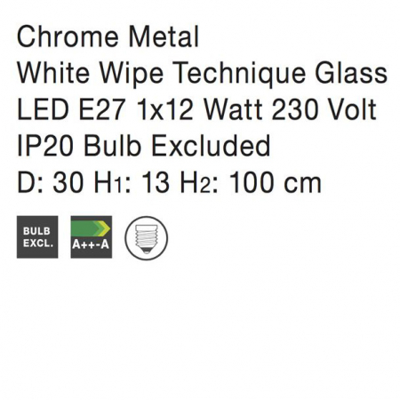 Lustra moderna rotunda alba Devra Ø 30/40 cm, abajur sticla, baza metal, 600821 - Novaluce [3]