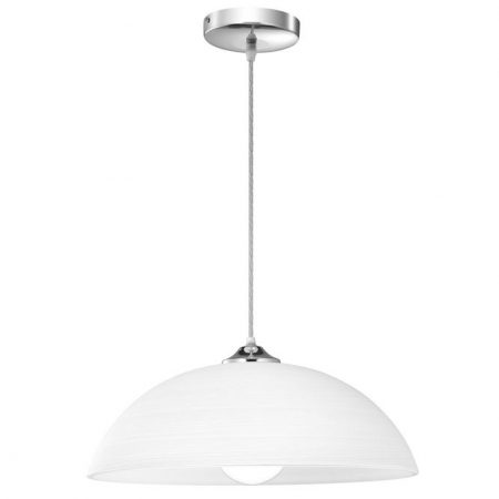 Promotii - Lustra moderna rotunda alba Devra Ø 30/40 cm, abajur sticla, baza metal, 600821 - Novaluce