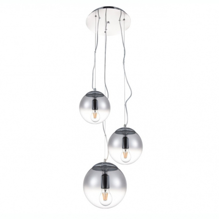 Lustre - Lustra moderna rotunda cu 3 pendule tip glob Yonca Round 40 cm, sticla transparenta/ crom, AZ 3104 - Azzardo