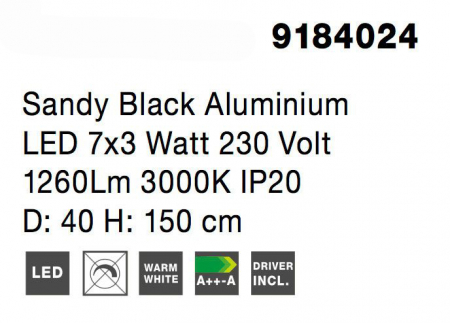 Lustra moderna rotunda cu 7 pendule LED suspendate Youri Ø40 cm alba/neagra, 9184024 - Novaluce [14]