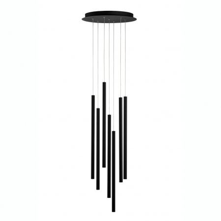 Lustre - Lustra moderna rotunda cu 7 pendule LED suspendate Youri Ø40 cm alba/neagra, 9184024 - Novaluce