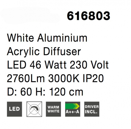 Lustra moderna rotunda LED alba/gri Gonca Ø60 cm, aluminiu & acril, 616803 - Novaluce [3]