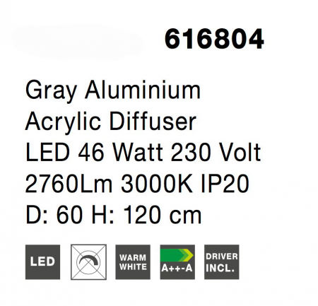 Lustra moderna rotunda LED alba/gri Gonca Ø60 cm, aluminiu & acril, 616803 - Novaluce [6]