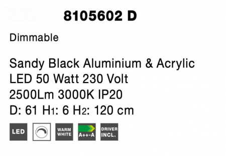 Lustra moderna rotunda LED dimabila Idalia diverse dimensiuni, neagra/gri/maro/alba, 8105619 - Novaluce [4]