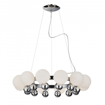 Lustre - Lustra moderna rotunda Mina 65x65 cm, 12 becuri, elemente glob metal crom, AZ 0095 - Azzardo