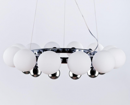 Lustra moderna rotunda Mina 65x65 cm, 12 becuri, elemente glob metal crom, AZ 0095 - Azzardo [2]