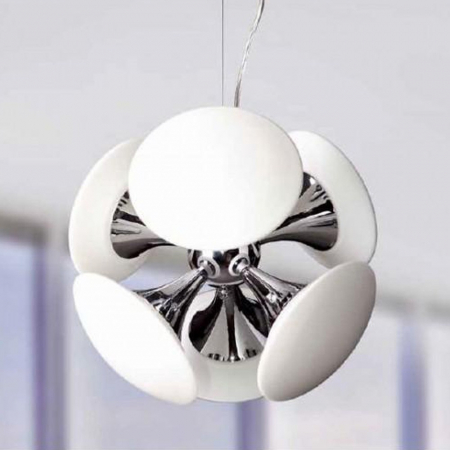 Lustra moderna rotunda Rosalva 45x45 cm 6 becuri, sticla/metal crom, AZ 0344 - Azzardo [4]