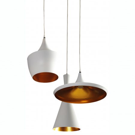 Lustre - Lustra moderna suspendata cu 3 pendule Wiko 70 cm, alb/negru cu auriu, stil industrial, AZ 1339 - Azzardo