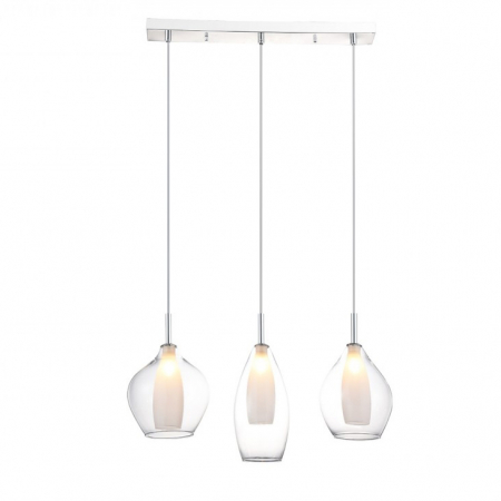 Lustre - Lustra moderna suspendata Jiro Line 3 becuri, sticla cromata/simpla/armaie si metal, AZ 3075 - Azzardo