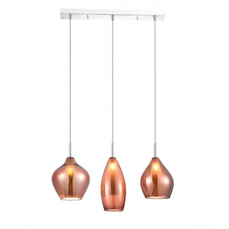 Lustre - Lustra moderna suspendata Jiro Line 3 becuri, sticla cromata/simpla/armaie si metal, AZ 3078 - Azzardo