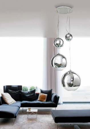 Lustra moderna Yamin 70 cm ∅,  4 becuri forma glob, inaltime reglabila, metal crom/sticla transparenta, AZ 2531 - Azzardo [2]