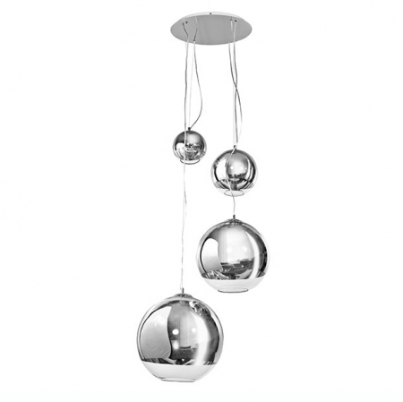 Lustre - Lustra moderna Yamin 70 cm ∅,  4 becuri forma glob, inaltime reglabila, metal crom/sticla transparenta, AZ 2531 - Azzardo