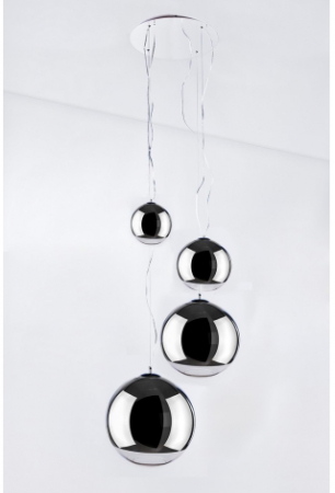 Lustra moderna Yamin 70 cm ∅,  4 becuri forma glob, inaltime reglabila, metal crom/sticla transparenta, AZ 2531 - Azzardo [1]