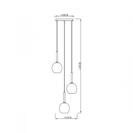 Lustra rotunda MONIC cu 3 pendule in finisajul cuprului, Ø 34 cm, metal/sticla, 003064-001998 - Zumaline [1]