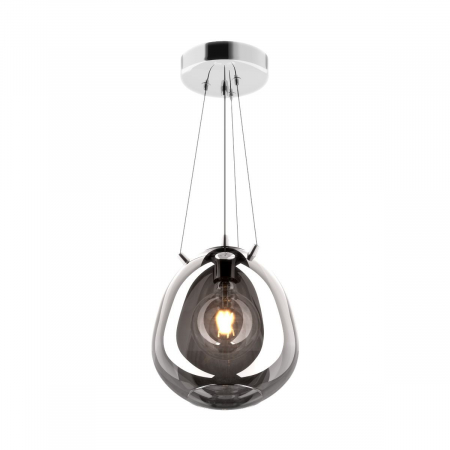 Lustre - Lustra crom MOON tip pendul Ø 25 cm, sticla/metal, inaltime reglabila, 003064-011113 - Zumaline