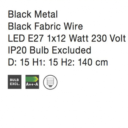 Lustra neagra/aurie tip pendul Calena abajur din tije metalice, Ø 15/23 cm, 8801802 - Novaluce [5]