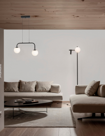 Lustra neagra cu 2 globuri albe Esila 35 cm, iluminare LED, sticla/metal, 9919602 - Novaluce [3]