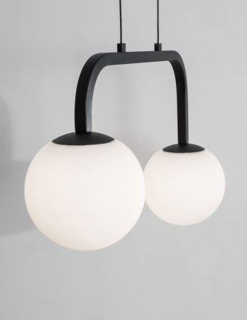 Lustra neagra cu 2 globuri albe Esila 35 cm, iluminare LED, sticla/metal, 9919602 - Novaluce [1]