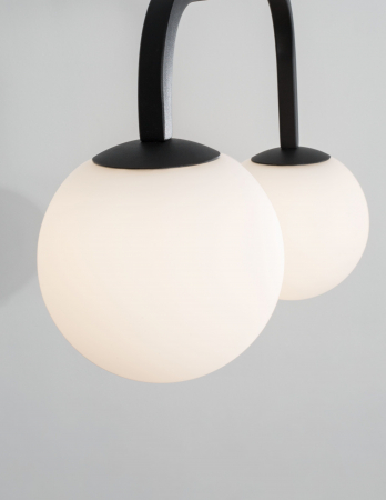 Lustra neagra cu 2 globuri albe Esila 35 cm, iluminare LED, sticla/metal, 9919602 - Novaluce [2]