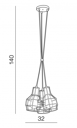 Lustra neagra cu 3 pendule suspendate legate Alio Line 32 cm, stil industrial detalii cupru, metal, AZ 1660 - Azzardo [4]