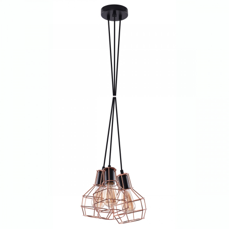 Lustre - Lustra neagra cu 3 pendule suspendate legate Alio Line 32 cm, stil industrial detalii cupru, metal, AZ 1660 - Azzardo