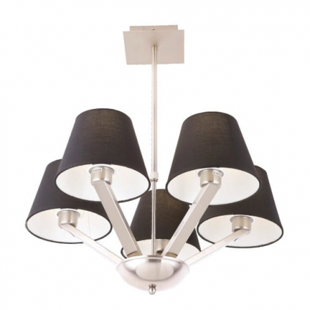 Promotii - Lustra neagra cu 5 abajururi textile Loki Ø 62x48 cm baza metal argintiu, 5103/5A BK/NM - Maxlight