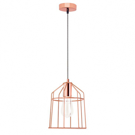 Promotii - Lustra neagra/cupru tip pendul Haris abajur din tije metalice, Ø 19 cm, 7605179 - Novaluce