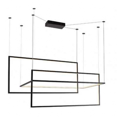 Produse - Lustra neagra iluminare LED forme geometrice Linda 145x50 cm metal/acril, inaltime reglabila, P0271D - Maxlight
