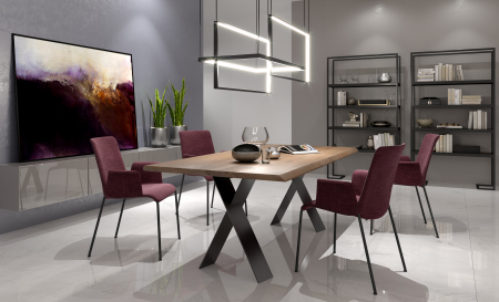 Lustra neagra iluminare LED forme geometrice Linda 145x50 cm metal/acril, inaltime reglabila, P0271D - Maxlight [1]