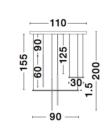 Lustra neagra liniara cu pendule suspendate Gohar 110 cm stil minimalist, iluminare LED, 9088105 - Novaluce [7]