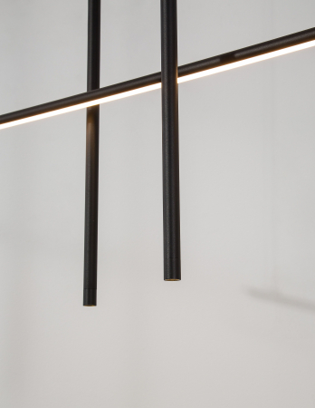 Lustra neagra liniara cu pendule suspendate Gohar 110 cm stil minimalist, iluminare LED, 9088105 - Novaluce [1]