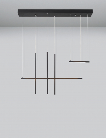 Lustra neagra liniara cu pendule suspendate Gohar 110 cm stil minimalist, iluminare LED, 9088105 - Novaluce [3]