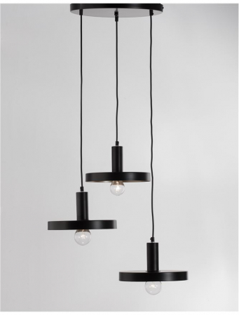 Lustra neagra moderna Hindia, cu 3 pendule metal Ø 56 cm, inaltime reglabila, 9417051 - Novaluce [3]