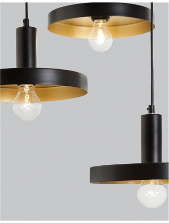 Lustra neagra moderna Hindia, cu 3 pendule metal Ø 56 cm, inaltime reglabila, 9417051 - Novaluce [5]