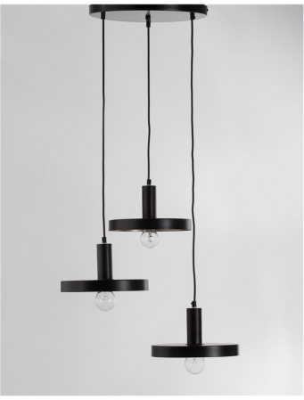 Lustra neagra moderna Hindia, cu 3 pendule metal Ø 56 cm, inaltime reglabila, 9417051 - Novaluce [2]