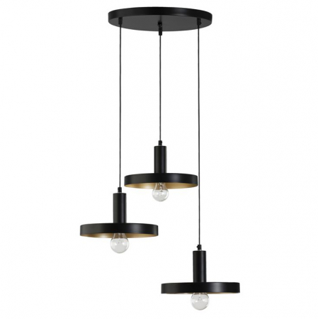 Lustre - Lustra neagra moderna Hindia, cu 3 pendule metal Ø 56 cm, inaltime reglabila, 9417051 - Novaluce