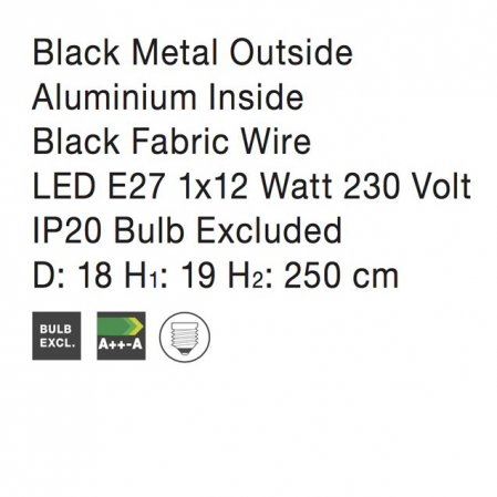 Lustra neagra pendul premium Couta, Ø 18 cm, metal, inaltime reglabila, 6990401 - Novaluce [3]