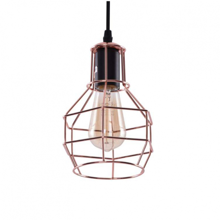 Lustre - Lustra neagra pendul stil industrial detalii cupru Alio Ø 15 cm, metal, AZ 1659 - Azzardo